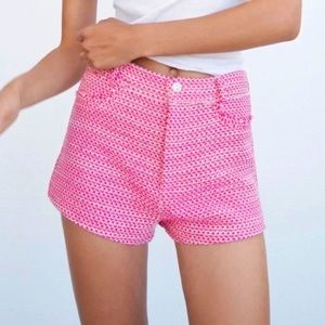 Zara pink white tweed shorts